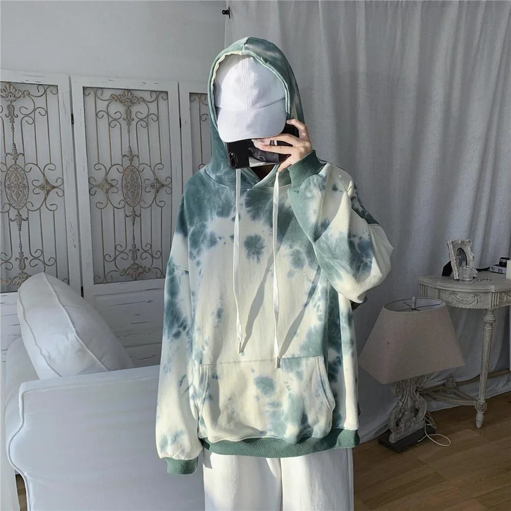 

Modx2021 autumn women's new loose hooded tie dyed printed casual Pullover Sweater in multiple colors