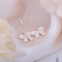 novel fashionable tiny bowknot shape earring for women charm 14k real gold girl stud earrings wedding jewelry pendant gift