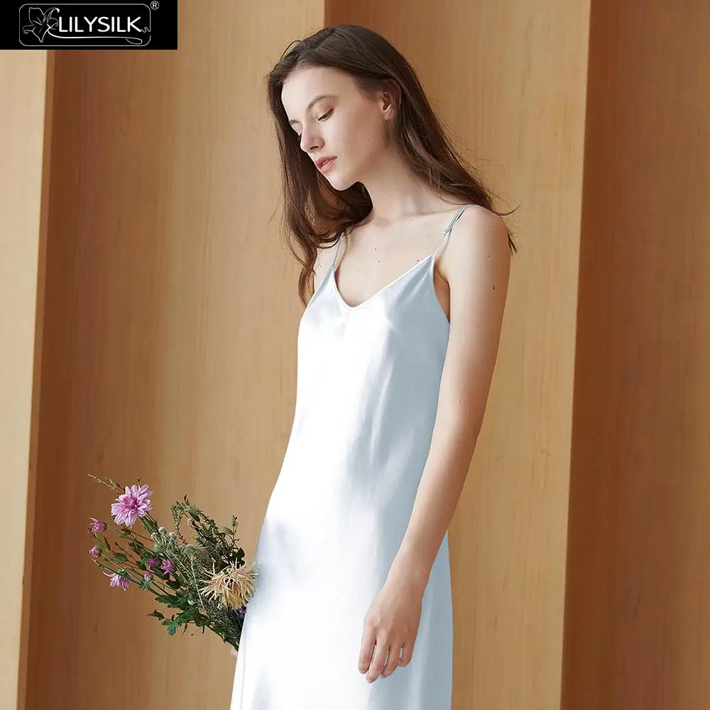 Lilysilk Женщин шелковой сексуальное ночной рубашке 100% шелковицы глубоко совок