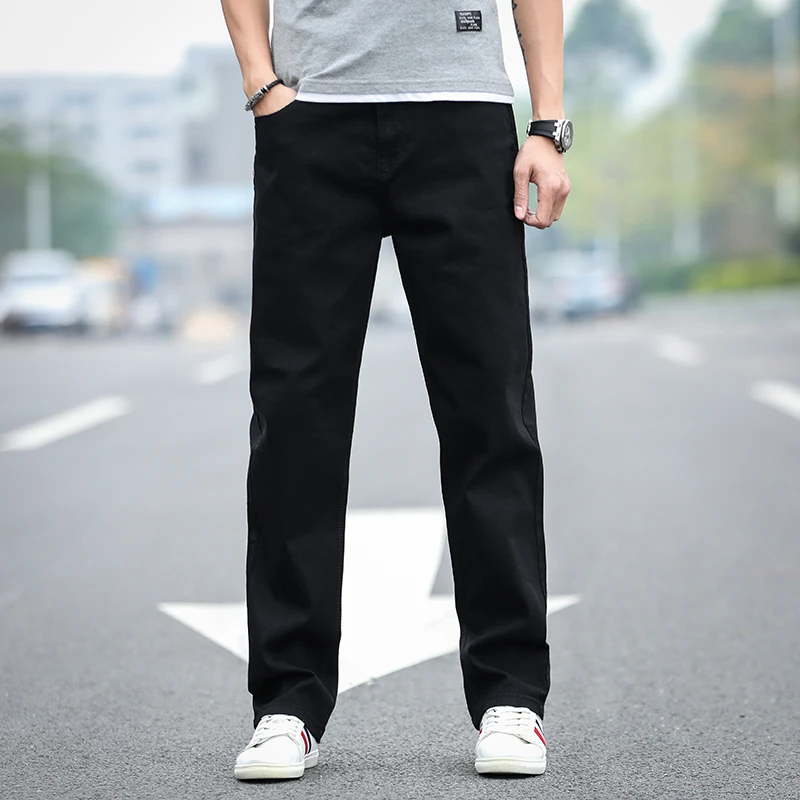 2021 New Fashion Business Casual Elastic Loose Trousers Male Brand Pants Plus Size 40 42 44  Men's Classic Straight Black Jeans