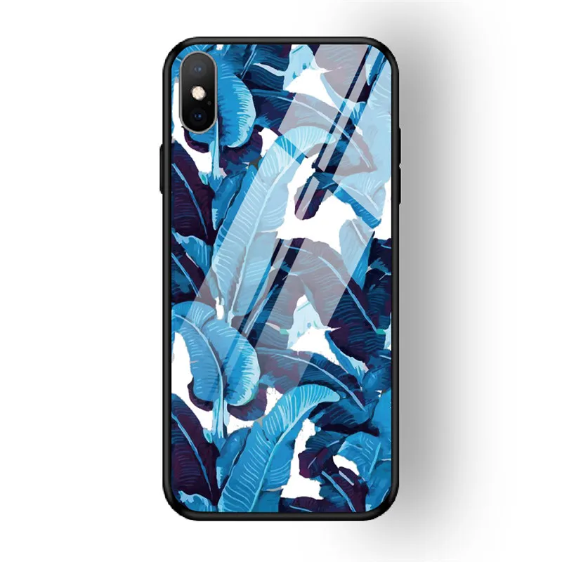 Чехол для телефона с цветочным рисунком для iPhone 7, 8, 6, 6S PLUS, XR, X, XS MAX, задняя крышка из закаленного стекла, чехол для iPhone 5 5S se, глянцевый противоударный чехол