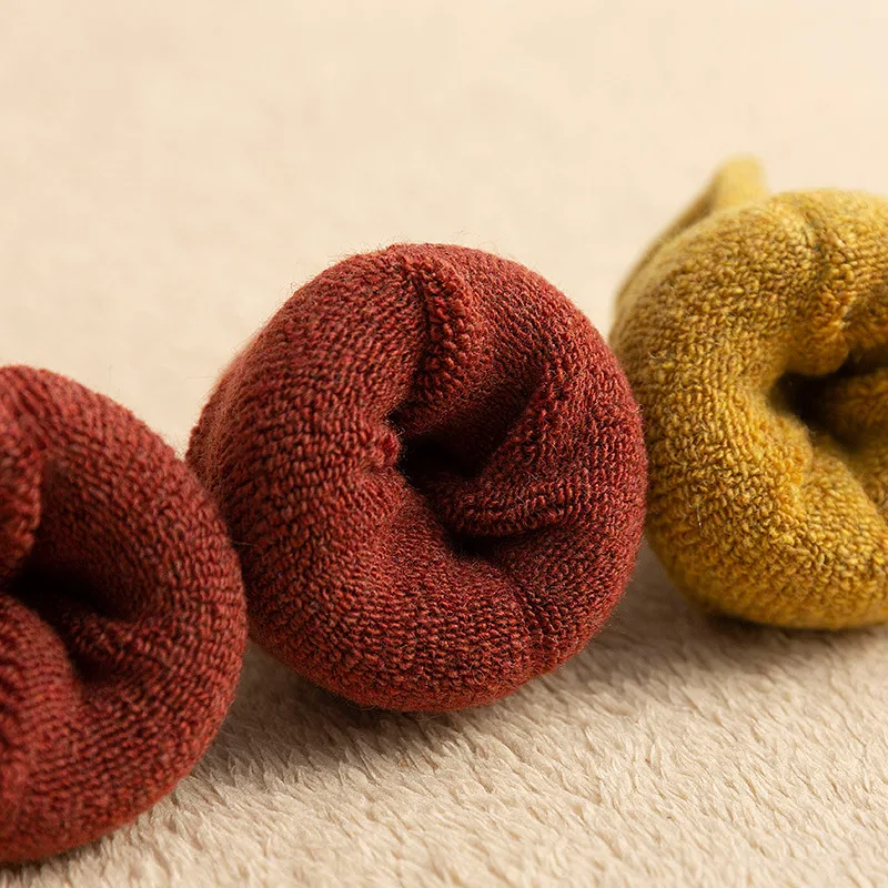 1 пара зимние однотонные утепленные махровые носки женские в стиле Харадзюку