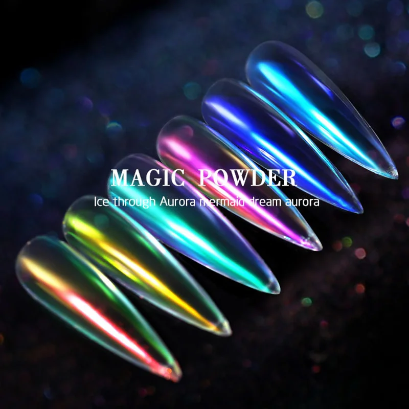 Aurora Powder Nail Glitter Manicure Pigment Mermaid Chrome Mirror ZG88 |