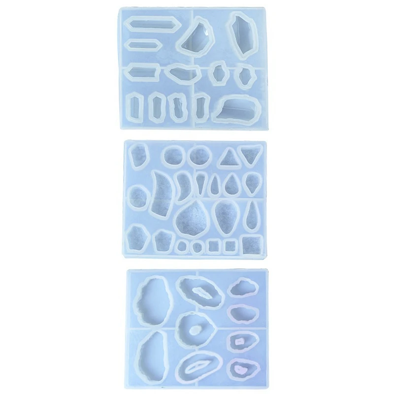 

3Pcs Pendant Resin Mold DIY Jewelry Necklace Mold Epoxy Resin Glue Silicone Mold Irregular Shaped Pendant
