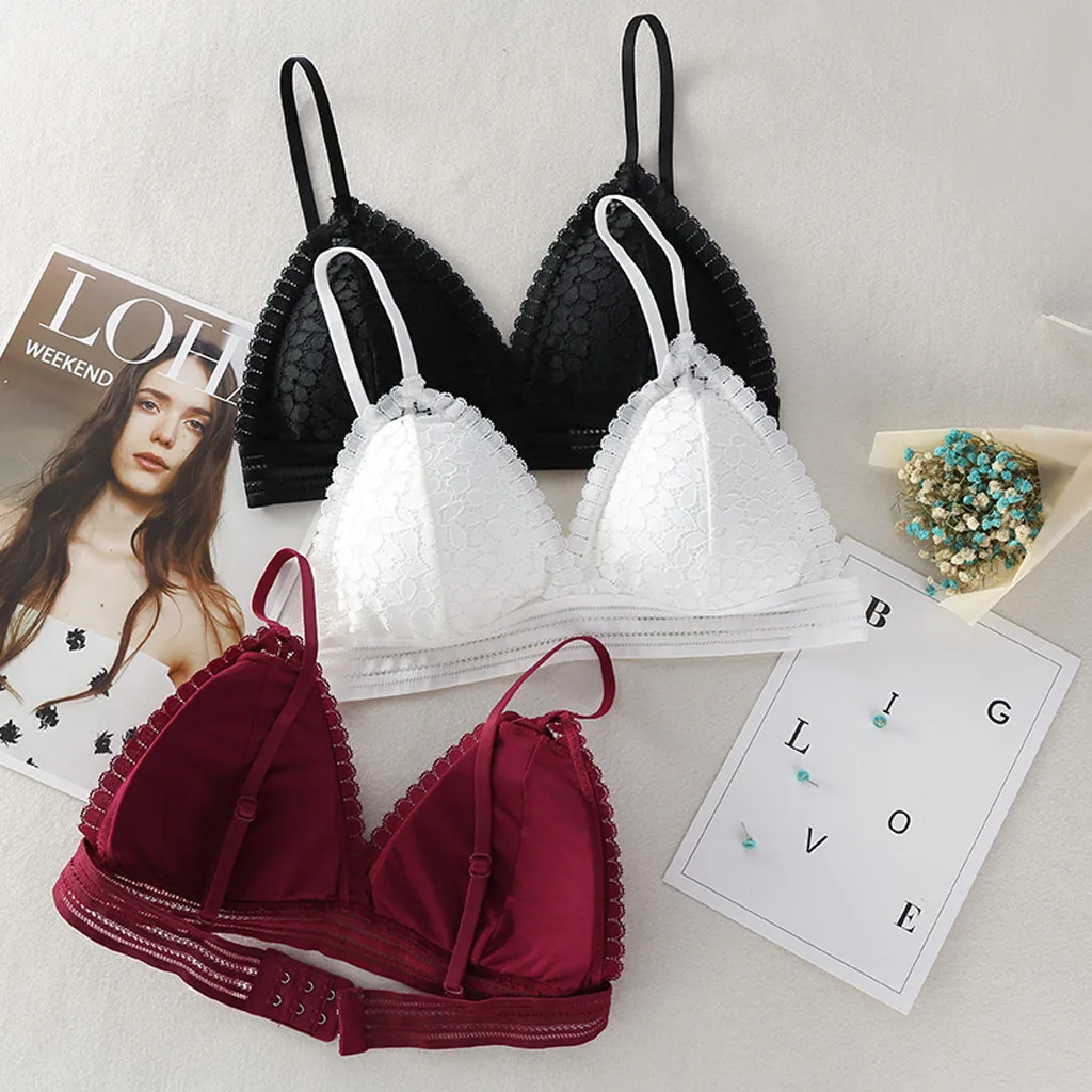 

1/2PCS Women Bralette French Style Lace Bra Girls Triangle Cup Lingerie Deep V Wireless Underwear Soft Thin Seamless Bra