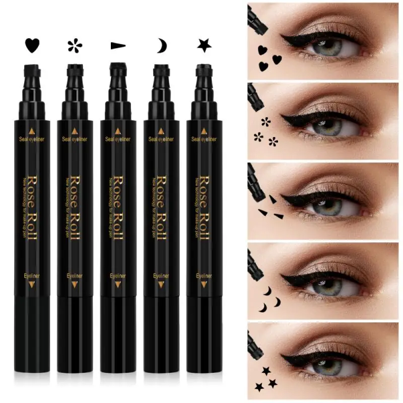 

Double-Head Liquid Eyeliner Stamp Moon Star Heart Shapes Tattoo Stamp Quick Dry Waterproof Eye Liner Pencil Cosmetics TSLM1