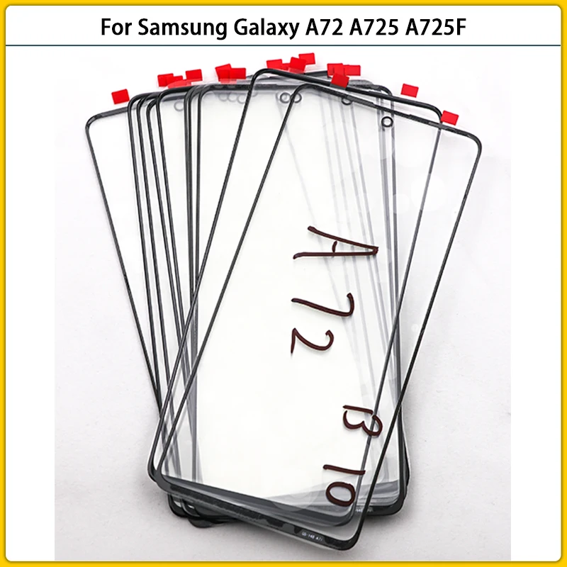 

10 шт. для Samsung Galaxy A72 A725 A725F сенсорный экран ЖК передняя внешняя стеклянная панель Объектив A72 сенсорный экран Стекло OCA клей Замена