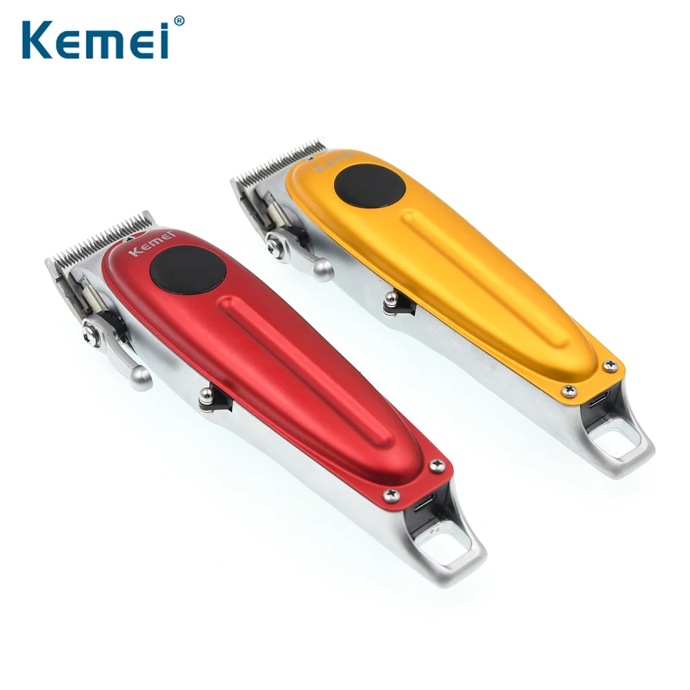 

Kemei 2021 New Metal Body Professional Hair Trimmer LCD Mower Electric Hair Clipper With Magnetic Limit Comb Adjustable Cutter