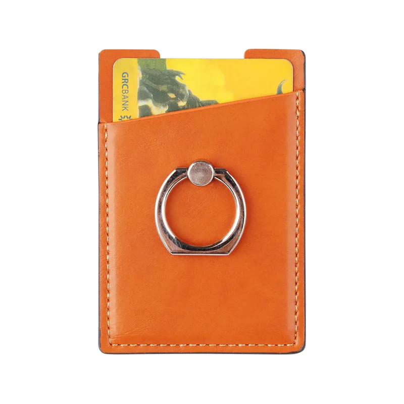 orange 1 шт., держатель для карт, женский, кредитный ID держатель для карт, мужской карман, клейкий, с кольцом на палец, Tarjetero Hombre - Цвет: orange