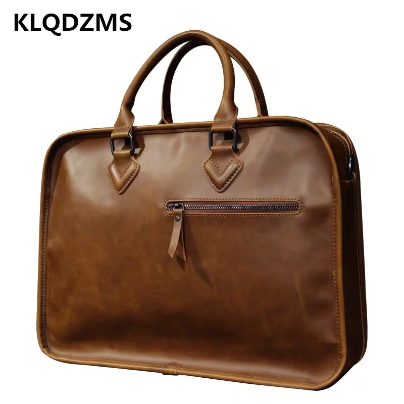 KLQDZMS Classic PU Business Handbag Casual Men Briefcases Business Laptop-Bag Office Document Bags Men Fashion Shoulder Bags