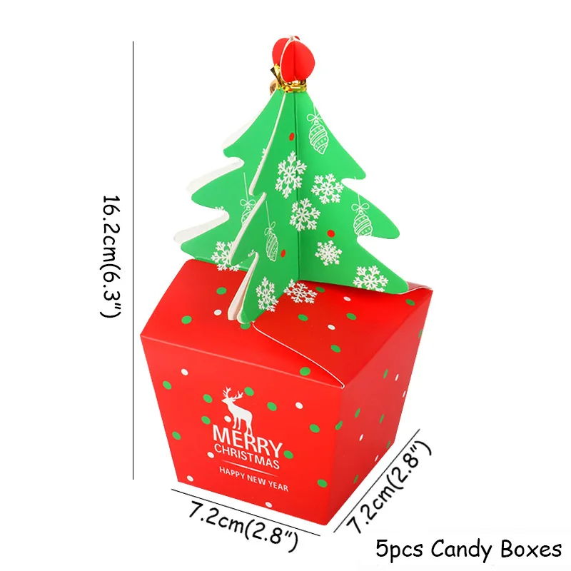 5pcs Paper Boxes Рождественская коробка для конфет Рождественская вечеринка мешок для печенья Подарочная коробка Рождественские украшения для дома упаковочные коробки Navida Natal украшение - Цвет: 5pcs Paper Boxes