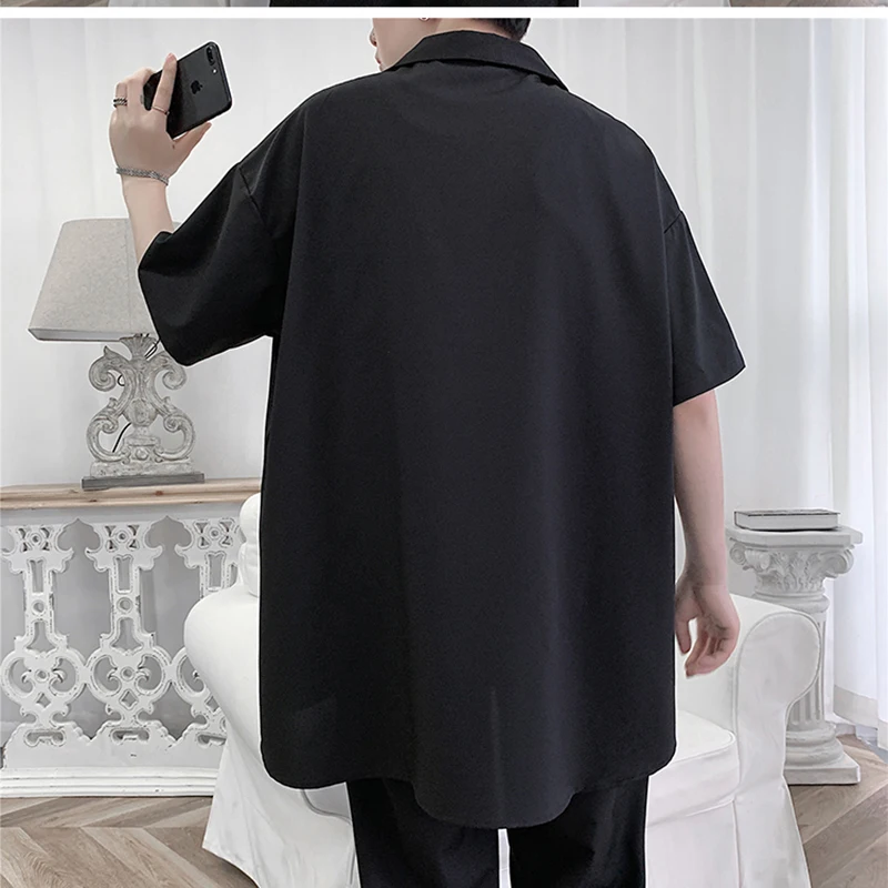 

Summer hedging short-sleeved shirt men's casual loose large size shirt high-quality 2021 new fashion Korean beach shirt