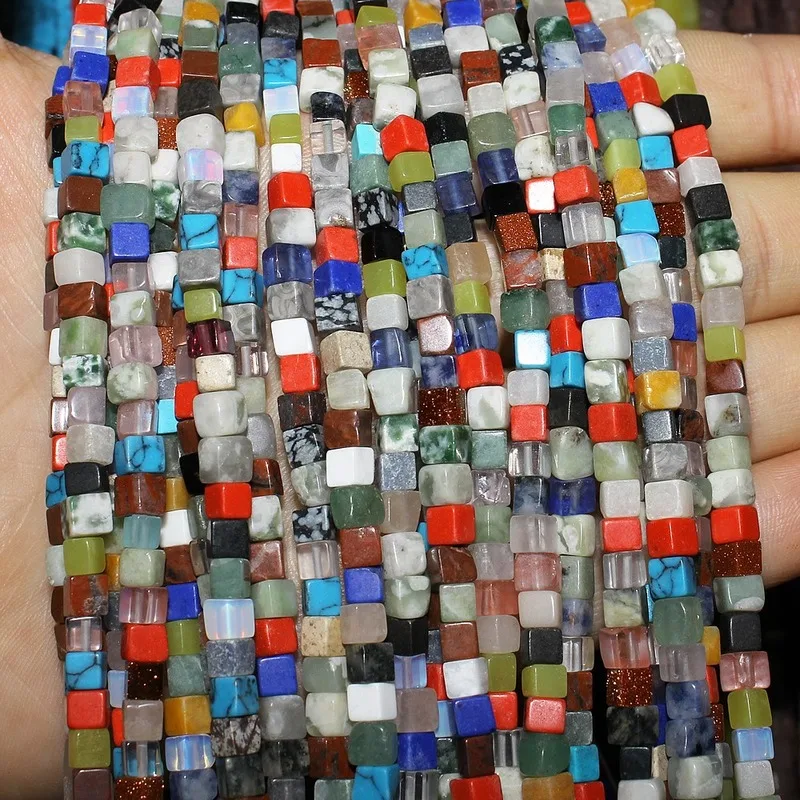 

Natural Semi-precious Stones Loose Beads Square Beads 4 * 4mm Beaded DIY Making Bracelet Necklace Jewelry Accessories