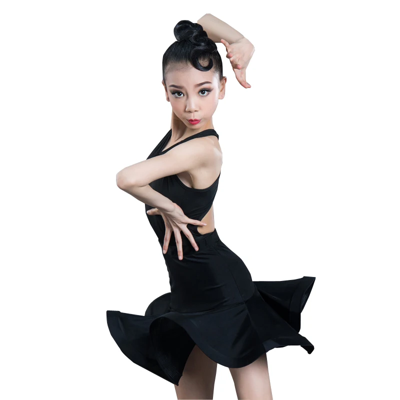 

New Girls Latin Dance Skirt Ballroom Salsa Tango Skirts Kid Child Lace Latin Dance Split Dress With Leotard And Skirt 110-170