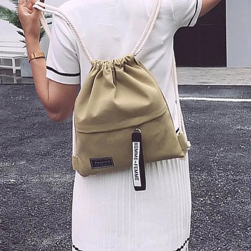 Новинка 2021 Модный классический рюкзак на шнурке Женская однотонная сумка через