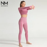 normov seamless sexy slim set sports gym 2 pcs women fitness workout sportwear woman push up stretchy leggings sportswear