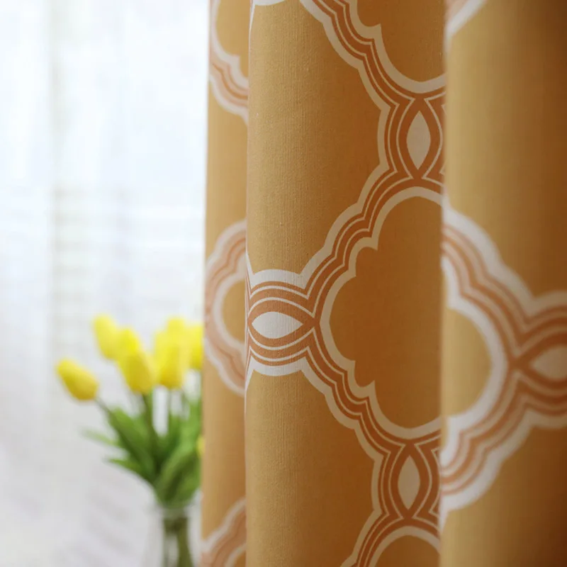 Пользовательские американские геометрические графические шторы из хлопка и