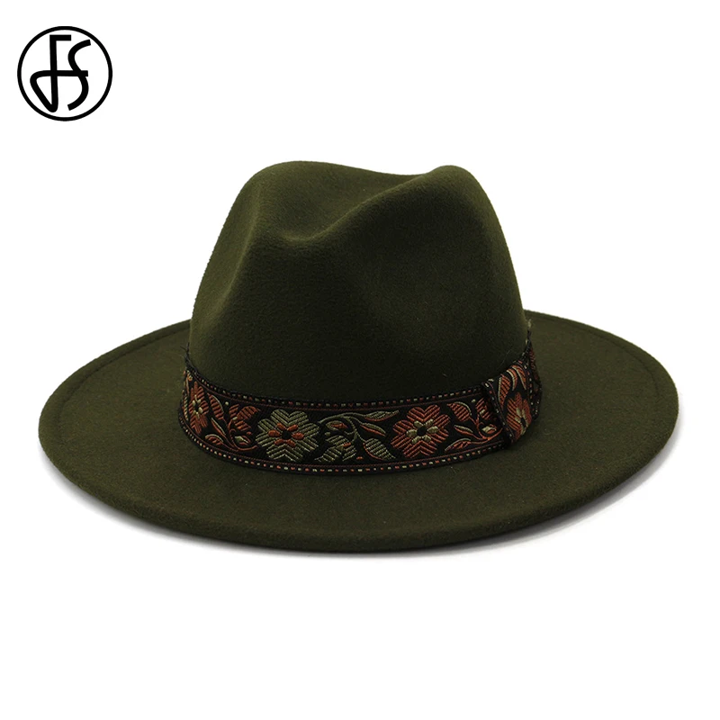 FS шляпа с широкими полями декоративным цветочным рисунком и ленточной