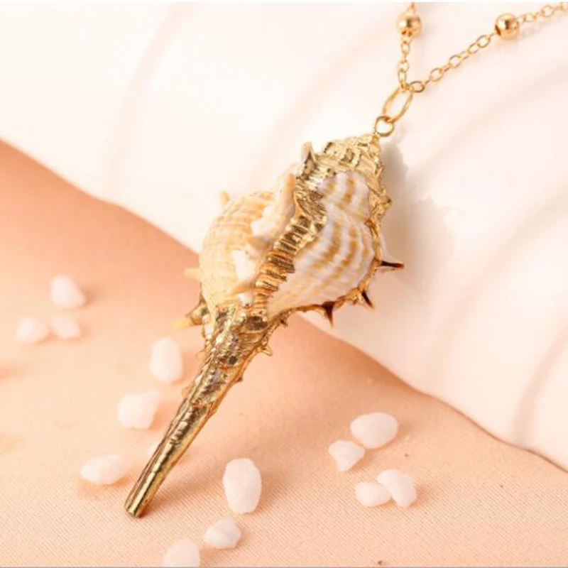 Женское Ожерелье из морской раковины Boho Conch Пляжное ожерелье с подвеской на лето