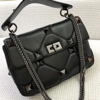 2022 new classic design luxury chain bag leather messenger bag large diamond lock shoulder bag rivet small square bag with cover