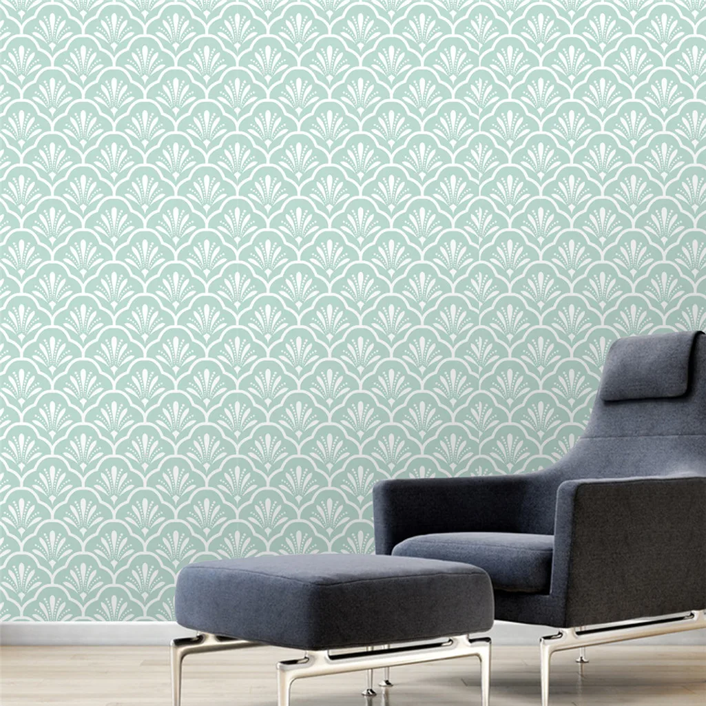 

Blue And White Peel And Stick Wallpaper Damasks Trellis Fan Self-Adhesive Prepasted Wallpaper Furniture Stickers Home Decortive