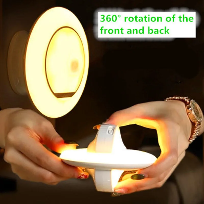 Новый креативный вращающийся датчик человеческого тела ночной Светильник USB