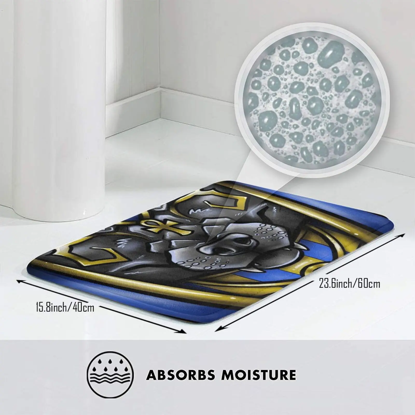 Anubis Face Mat Rug Carpet Anti-Slip Bedroom Entrance Door Egypt Egyptian Jackal God Death Dead Dog Canine Ankh |