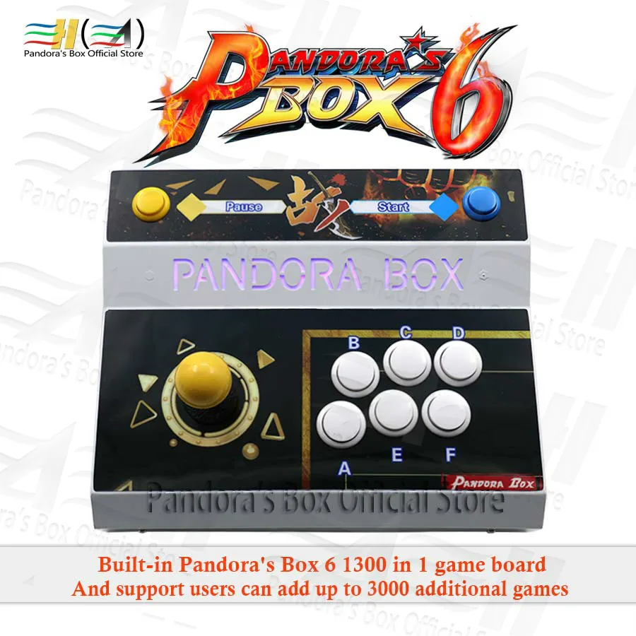 Pandora Box 6 1300 в 1 одна консоль аркадная игровая машина джойстик может добавить 3000 FBA MAME PS1 Игры 3d tekken Mortal Kombat