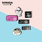 Брошь на лацкан SONGDA Loner's Social Club, забавная индивидуальная кофейные броши-привидение для мальчиков и девочек, подарок для подростков