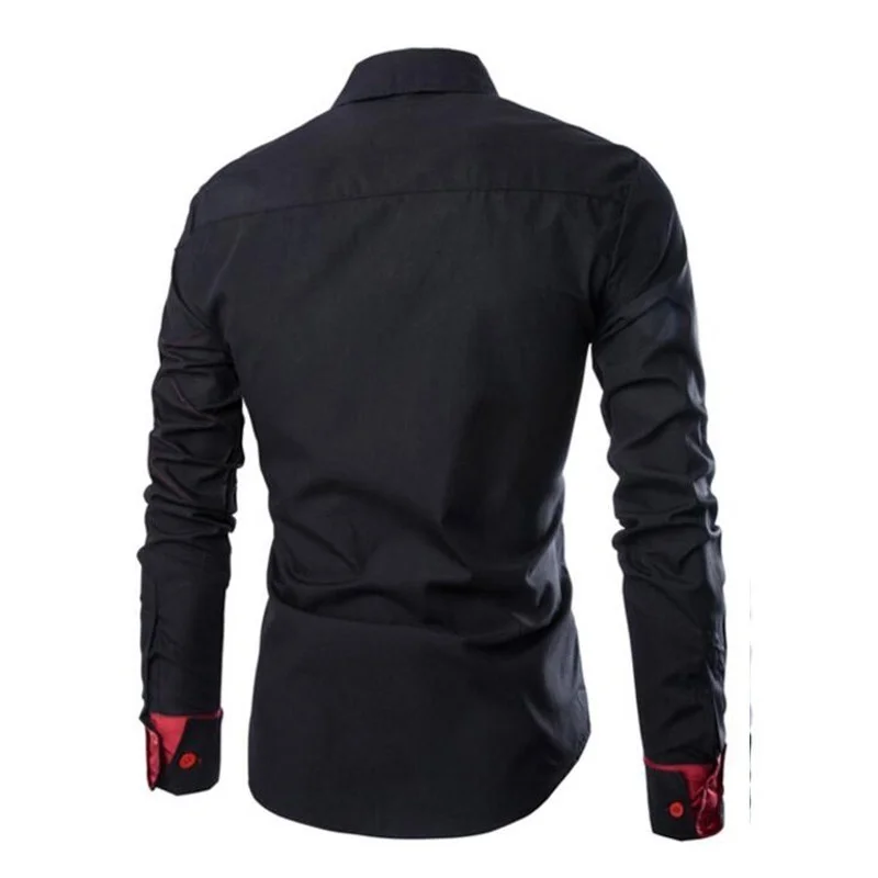 #36 рубашки для Для мужчин белые топы с отложным воротником легкий сухой красные