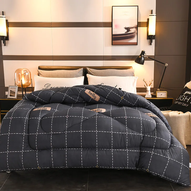 

New Fashion winter comforter beige bedding duvet with stuffing patchwork quilt warm bed cover heart print thicken blanket 1pc