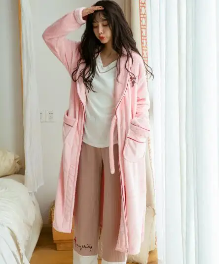 Осенне-зимний халат Fdfklak Женская плотная теплая одежда для сна фланелевые