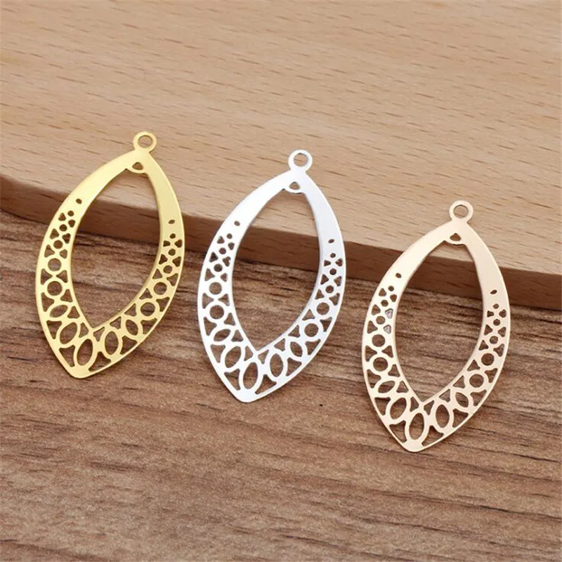 

50 Pieces 20*37mm DIY Jewelry Accessories Handmade Materials Horse Eye Hollow Charms Pendant Brass Flower Filigree Flower Slice