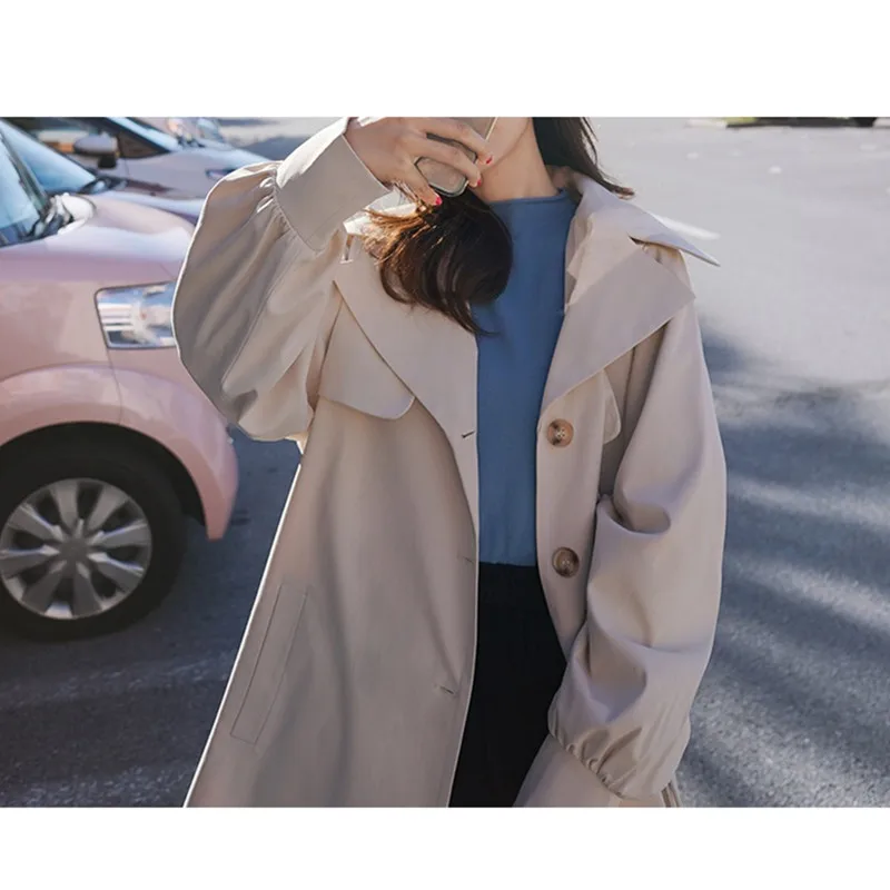 

Women's Trench Coat 2020 Spring Autumn New Korean Temperament Outwear British style Casual Loose Long Windbreaker Streetwear