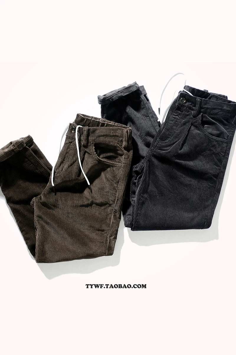 

Autumn Corduroy Casual Pants Men's Loose Tapered Pants Retro Washed Pure Cotton Thick Elastic Waist Drawstring Tooling Pants