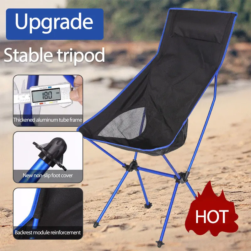 저렴한 휴대용 캠핑 의자 야외 확장 및 확대 버전 접이식 의자 베개, 낚시 피크닉 정원 안락 의자 달 의자