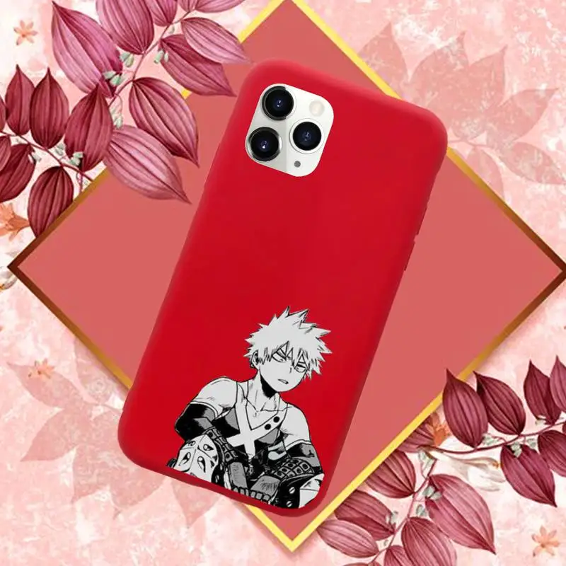 

Anime My Hero Academia Phone Case Red Candy Color for iPhone 11 12 mini pro XS MAX 8 7 6 6S Plus X SE 2020 XR