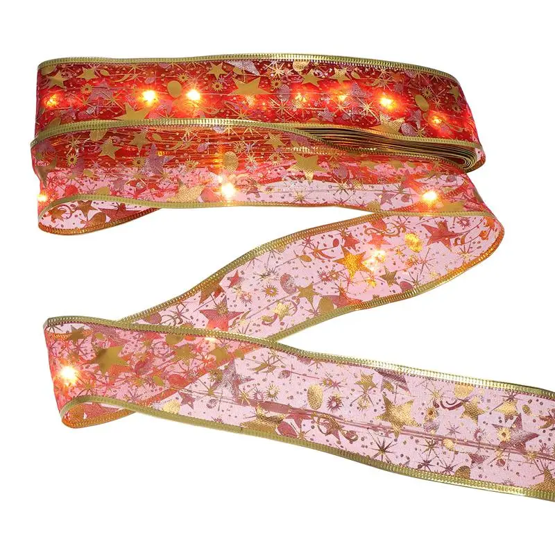 

1Pc Xmas Tree Hanging Ribbon Luminous Ribbon Cloth Ribbon with Light String