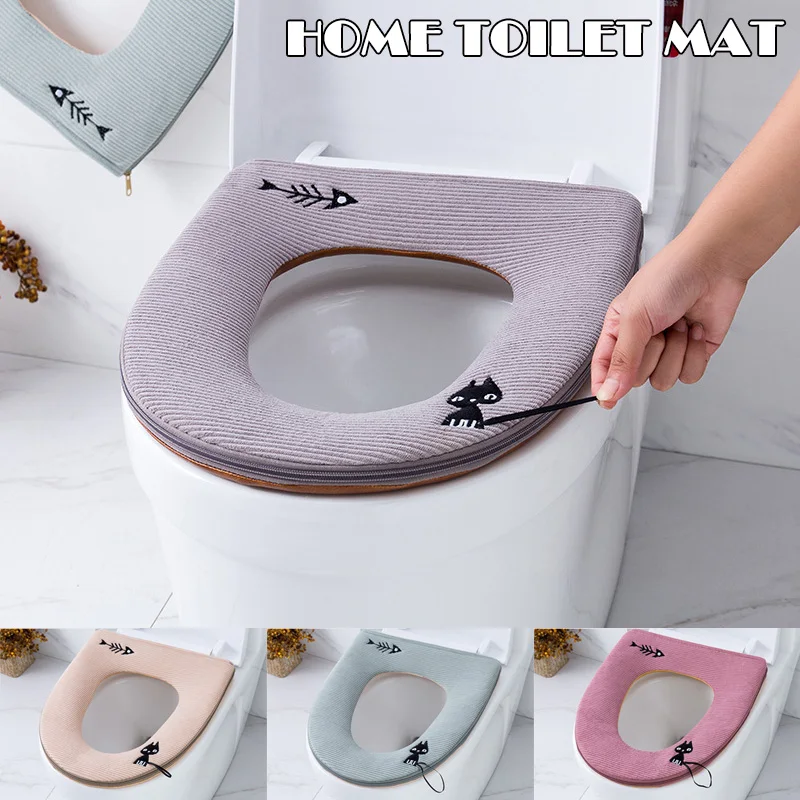 Теплый мягкий чехол для унитаза коврик сиденья на молнии мультяшный стиль