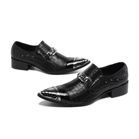 men genuine leather shoes luxury black suits shoe summer autumn daily slip on pointed toe leather shoes