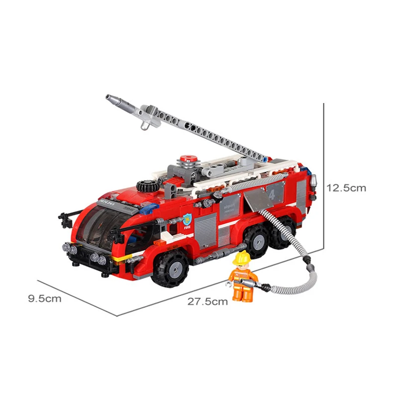

Creator City Police Firefighting Airport Fire Ladder Truck Car MOC Building Blocks Bricks Educational Diy Toys For Children Gift