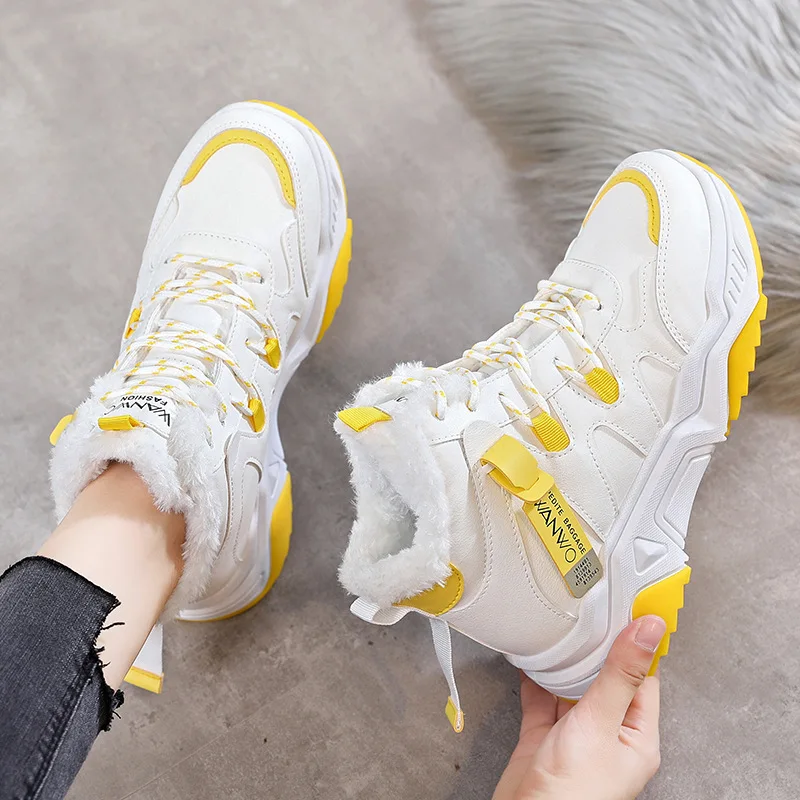 Женские кроссовки на платформе Вулканизированная подошва плюшевые Повседневная