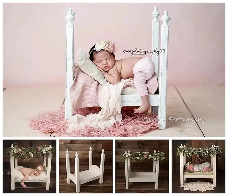 Coconut Newborn Photography Props European and American newborn wooden photography props small bed 100 days baby