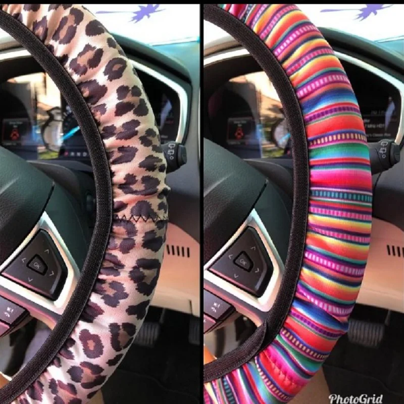 Неопреновый чехол на руль с подсолнухом леопардовая полоса автомобильные