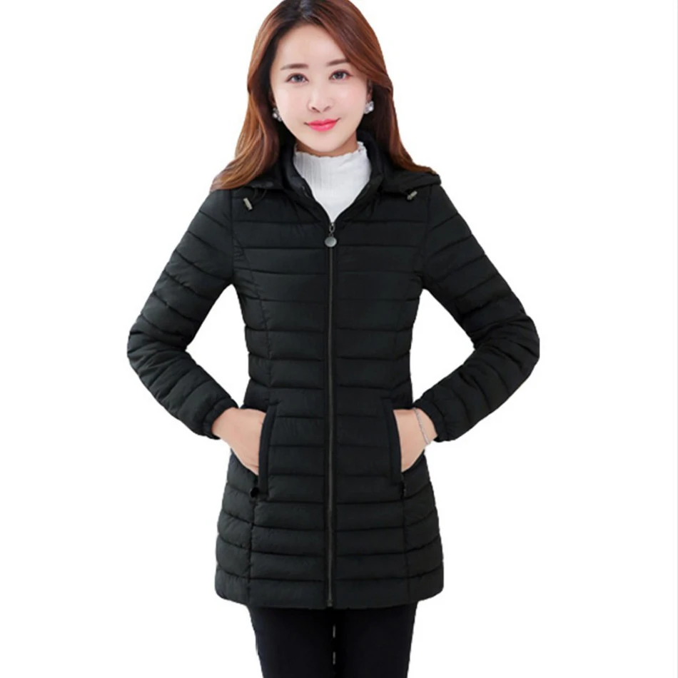 Женская парка с капюшоном Длинная утепленная из хлопка размеры 6XL для