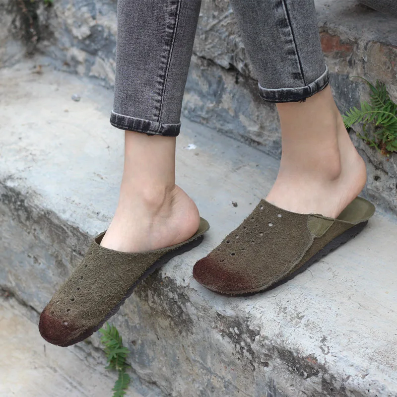 Балетки женские с ремешком на пятке натуральная кожа лоферы круглый носок без