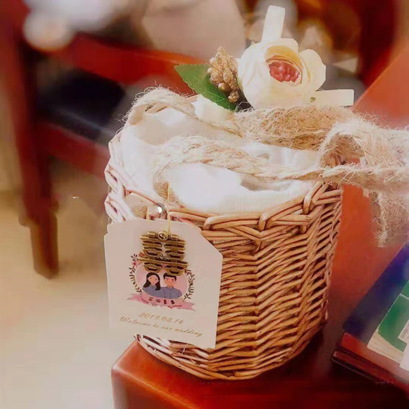 Natural Wedding Handmade Rattan Candy Basket favor gifts basket for guests Bride flower girl | Дом и сад