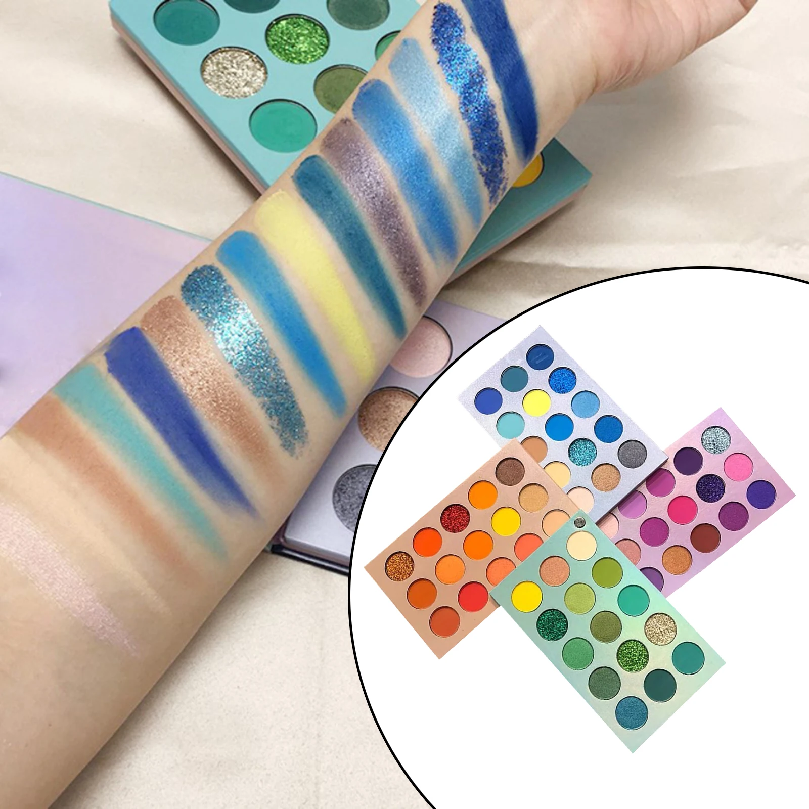 Палитра теней для век 60 цветов Профессиональная цветная доска шиммеры Хайлайтер