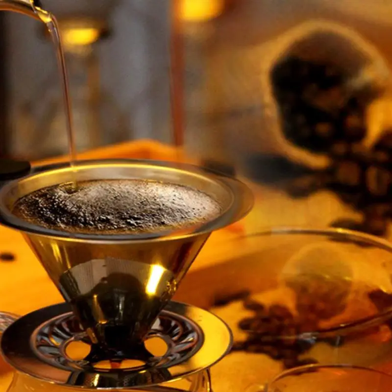 

Pour Over Coffee Dripper Stainless Steel Coffee Filter Professonal Cafe Tools Removable Dripper With Stand Reusable Cone Dripper