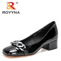 royyna 2021 new designers british style thick soled casual loafers women genuine leather shoes girls metal chain office shoes